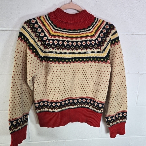 Vtg 1940s 1950s Abercrombie Fitch Nordic fair isle sweater womens - Picture 6 of 11